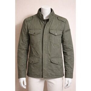Abercrombie & Fitch Womens Olive Green Utility Field Jacket Large Zip Up Canvas
